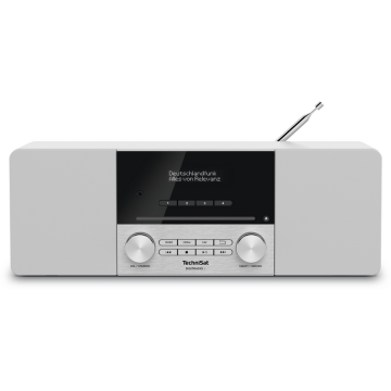 TechniSat Radio cu ceas, TechniSat, DIGITRADIO 3, DAB + si FM, Bluetooth, Port USB, CD drive, 20 W, Alb (0001/3913)