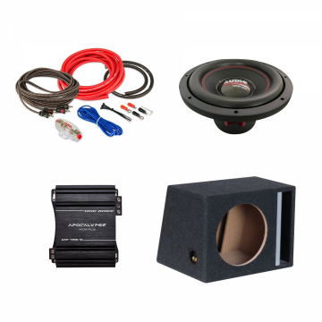 Pachet Subwoofer auto Audiosystem ASS-12 1000W + Amplificator Apocalypse AAP 1200.1D + Kit de cabluri complet