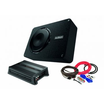 Pachet Subwoofer auto AUDISON APBX 10 DS + Amplificator Hertz D POWER 1 + kit de cabluri complet