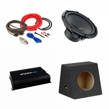 Pachet Subwoofer auto Hertz Cento CS 300W + Amplificator ForX XAE 600.1D + Kit de cabluri complet