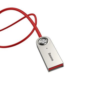 Adaptor audio Baseus BA01 AUX, USB la jack 3.5 mm, Bluetooth 5.0, Rosu