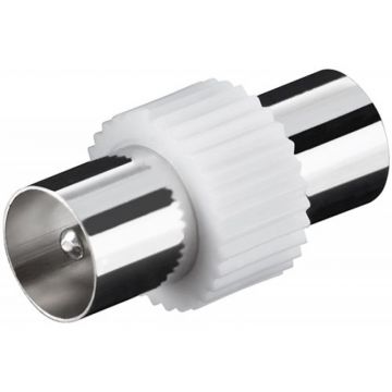 Adaptor Goobay, coaxial tata, plastic, 25.9 mm, Alb