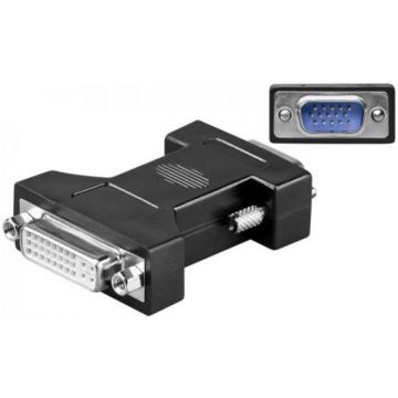 Adaptor Goobay, DVI-I Dual-Link 24+5 pini mama, VGA tata, Negru