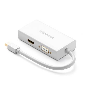 Adaptor video UGREEN MD114 Mini DisplayPort tata - HDMI/VGA/DVI mama, 4K, 60Hz, 13cm, Alb