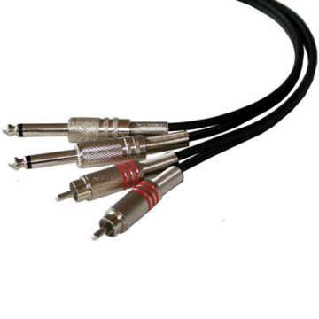 Cablu 2 RCA TATA / 2 Jack 6.35 mm mono, lungime 1.50 m, Negru