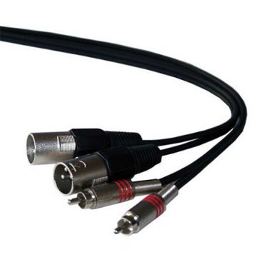 Cablu 2 RCA tata / 2 XLR tata, lungime 1.5 m, Negru