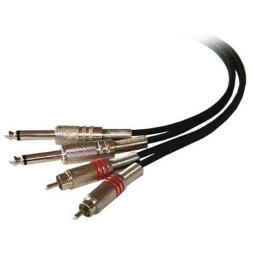 Cablu 2 x RCA tata - 2 x jack 6.35mm tata, lungime 5 m, Negru