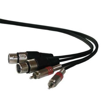 Cablu 2 x RCA tata - 2 x XLR mama, lungime 1.5 m, Negru