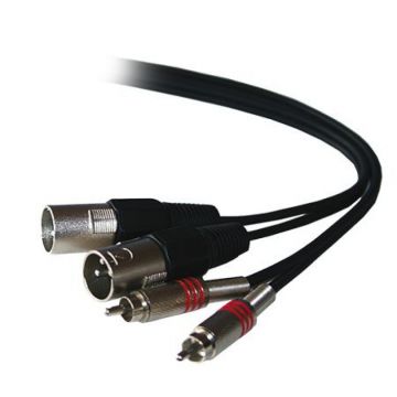 Cablu 2 x RCA tata - 2 x XLR tata, lungime 5m, Negru