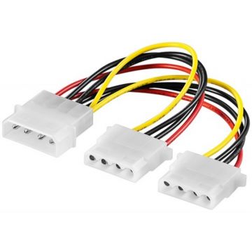 Cablu alimentare Goobay, HDD/5.25 inch tata, 2 x HDD/5.25 inch mama, 16 cm, Multicolor