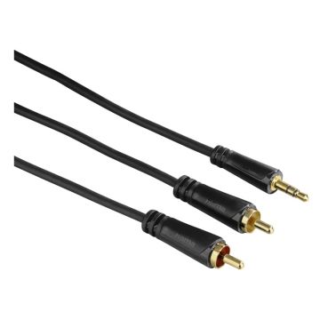 Cablu audio 122300 Hama, 2RCA, jack 3.5 mm, 5 m