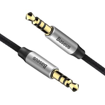 Cablu Audio Baseus Yiven M30 mini jack 3.5 mm AUX, 1.5m, Negru/Argintiu