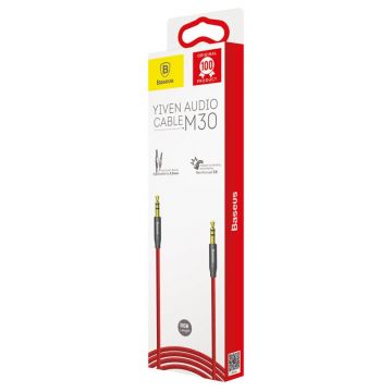 Cablu Audio Baseus Yiven M30 mini jack 3.5 mm AUX, 1.5m, Rosu