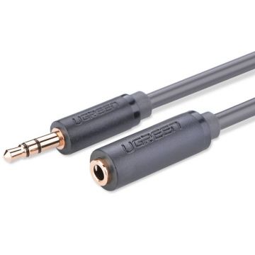 Cablu audio pentru extindere UGREEN AV124, tata mini jack 3.5 mm la mama mini jack 3.5 mm, 1m, Gri