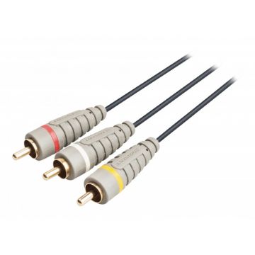 Cablu audio/video Bandridge, 3 x RCA tata, 2 m, Albastru