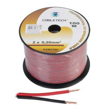 Cablu difuzor Cabletech, cupru, 0.2 mm, rola 100 m, negru/rosu