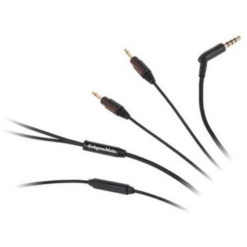 Cablu pentru casti cu microfon Kruger&Matz, jack stereo 3.5 - 2 x 2.5 mm, 1 m