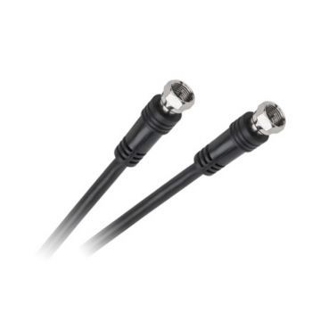 Cablu profesional cu conector 2 x F tata, 1.8 m, Negru