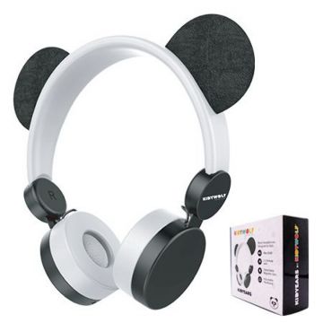 Casti audio Fashion Kids, mufa jack 3.5 mm, banda reglabila, model panda