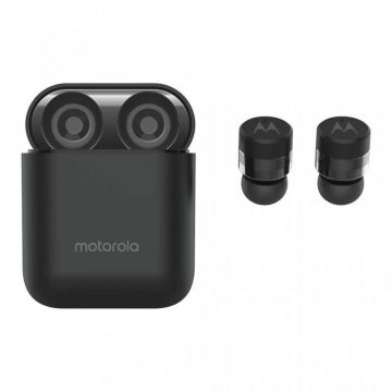 Casti wireless Verve Buds 110 Compact True Motorola, bluetooth 5.0, waterproof, microfon incorporat, Negru