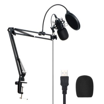Microfon BlitzWolf BW-CM2 Condenser Cantilever Bracket, USB, Negru