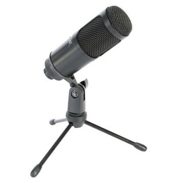 Microfon USB pentru streaming/podcast, 5 V, carcasa metal, Negru
