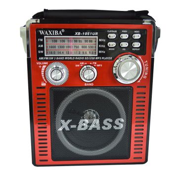 Radio MP3 portabil Waxiba XB-1051 UR, 3 benzi, Rosu
