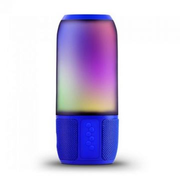 Boxa bluetooth luminata LED RGB, 2 x 3 W, USB/MSD/AUX, Albastru