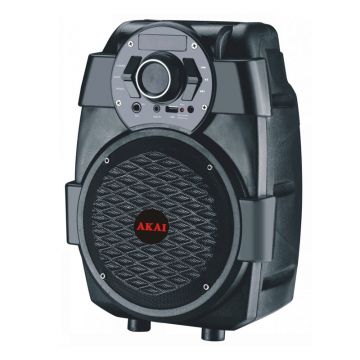 Boxa portabila Akai, 10 W, tuner FM, afisajj LED, USB, intrare microfon, functie karaoke