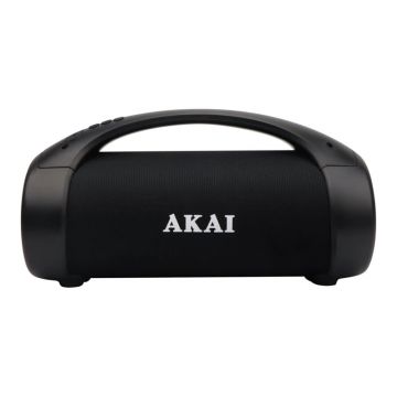 Boxa portabila Akai, 50 W, 2 difuzoare, 3600 mAh, raza actiune 10 m, ABS, Bluetooth, rezistent la apa, USB, autonomie 3.5 h