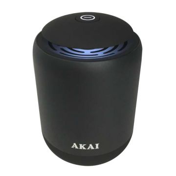 Boxa portabila bluetooth Akai, 5 W, suport EDR, lumina LED, 1000 mAh, functie TF, carcasa aluminiu, Negru