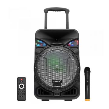 Boxa portabila Samus, 600 W, Bluetooth, intrare AUX/USB, TF card, 2 x 2200 mAh, microfon inclus