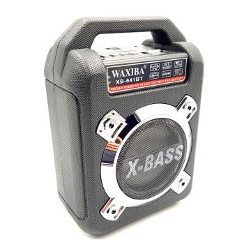 Boxa portabila X-Bass Waxiba, 5 V, MP3, USB, Bluetooth, mufa Jack, acumulator reincarcabil, incarcare rapida, Radio FM/SW, Negru