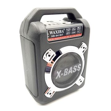 Boxa portabila X-Bass Waxiba, 5 V, MP3, USB, Bluetooth, mufa Jack, acumulator reincarcabil, incarcare rapida, Radio FM/SW, Negru
