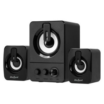 Boxe PC 2.1 Rebel, 2 x 3 W, 80 dB, 45 Hz, 4 Ohm, alimentare USB, Negru