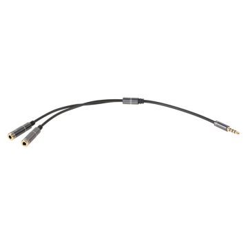 Cablu adaptor stereo, 2 x 3.5 mm, 20 cm, Negru