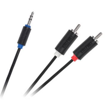 Cablu audio Cabletech, jack stereo 3.5 mm - 2 x RCA tata, 1 m, Negru