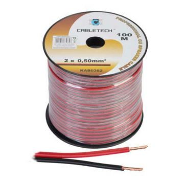 Cablu difuzor Cabletech, 0.5 mm, rola 100 m, negru/rosu