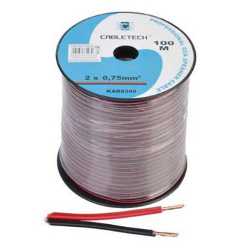 Cablu difuzor Cabletech, CCA, 0.75 mm, rola 100 m, negru/rosu