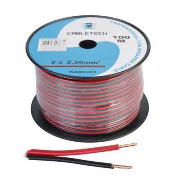Cablu difuzor Cabletech, CCA, 2.5 mm, rola 100 m, negru/rosu