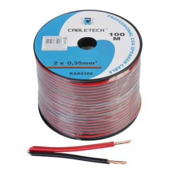 Cablu difuzor CCA, 2 x 0.35 mm², 100 m, Rosu/Negru