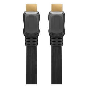 Cablu plat HDMI Goobay, HDMI 19 pin tata, functie Ethernet, 2 m, Negru