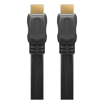 Cablu plat HDMI Goobay, HDMI 19 pin tata, functie Ethernet, 2 m, Negru