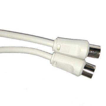 Cablu profesional cu conector RF tata - RF mama, 3 m, Alb