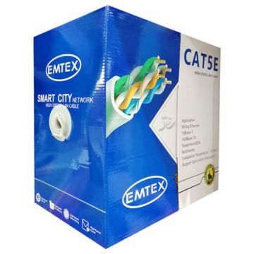 Cablu UTP Emtex, cat 5E, cupru, 24 AWG, rola 305 m