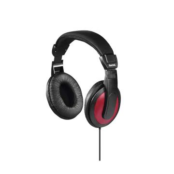 Casti stereo Basic4Music Hama, over the ear, 40 mm, 2 m, Negru/Rosu