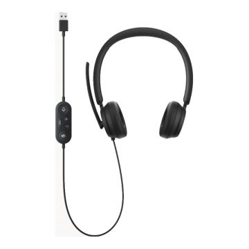 Casti stereo Modern Microsoft, 1.5 m, microfon incorporat, USB, Negru