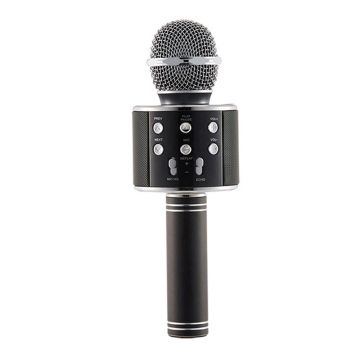 Microfon karaoke fara fir WS-858, acumulator incorporat, Negru