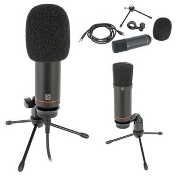 Microfon pentru streaming si podcast, USB, suport masa, dispozitiv antisoc, filtru antipop, accesorii incluse Microfon pentru streaming si podcast, USB, suport masa, dispozitiv antisoc, filtru antipop, accesorii incluse