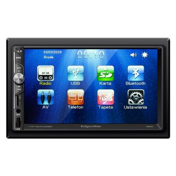 Player auto Kruger&Matz, 4 x 40 W, 2 DIN, 800 x 480 px, display 7 inch, bluetooth 2.1, port USB, ecran tactil, microfon incorporat